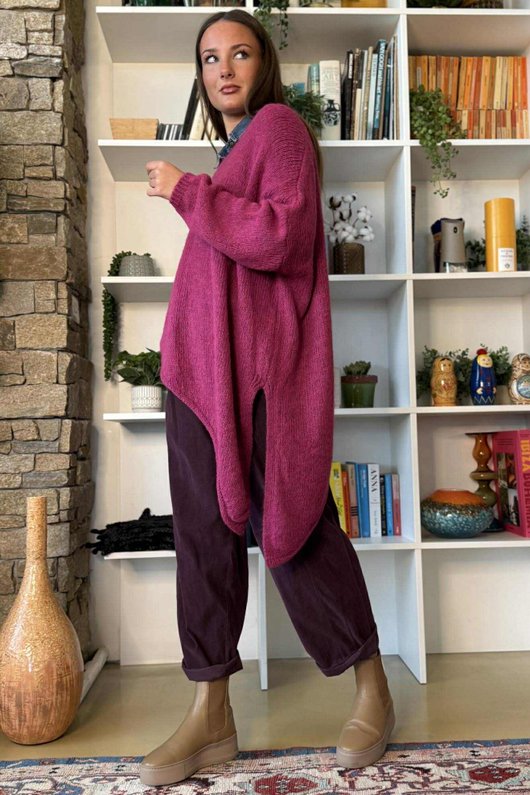  Big Softie Super Slant Knit Jumper Raspberry